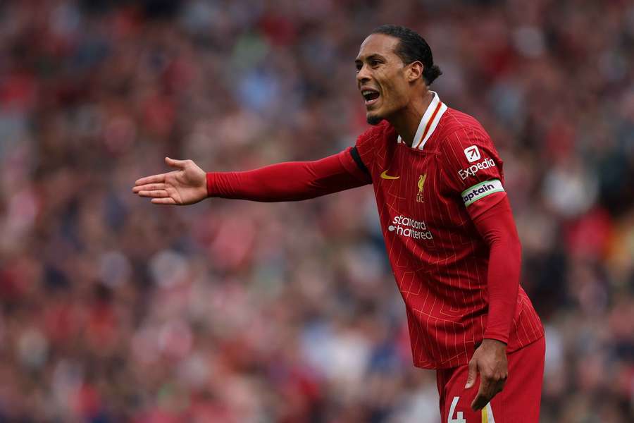 Van Dijk tijdens de wedstrijd tegen Nottingham