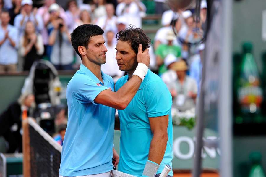 Nadal e Djokovic reagem após a final de 2014