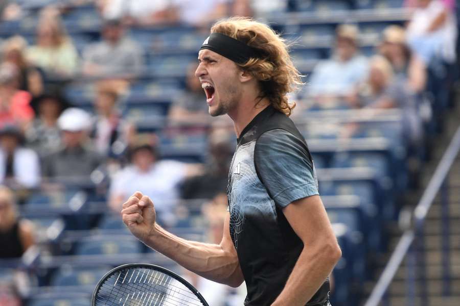 Zverev celebrates a point in Cincinnati