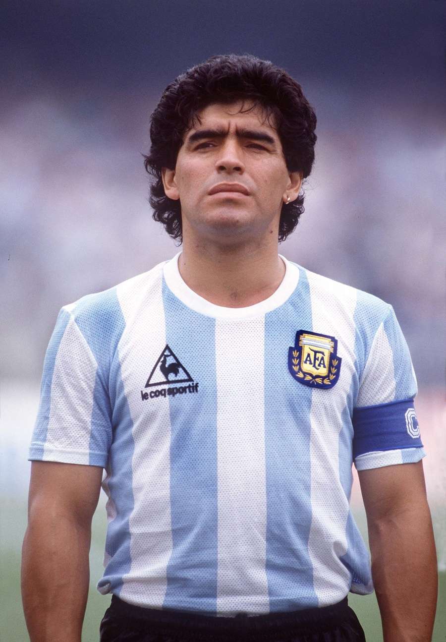 Argentina's Diego Maradona ahead of the 1986 FIFA World Cup match against Bulgaria
