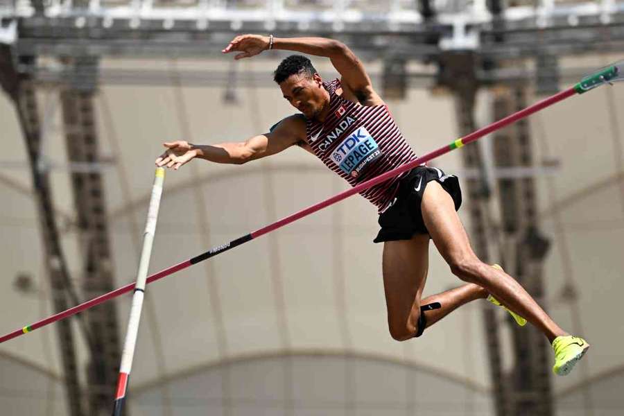 Pierce Lepage competes in the decathlon pole vault Pierce Lepage competes in the decathlon pole vault