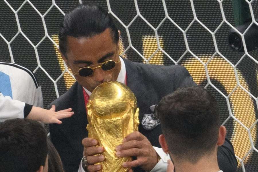 'Salt Bae' with the World Cup trophy