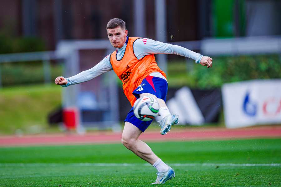 Sergio Gómez no treino de segunda-feira