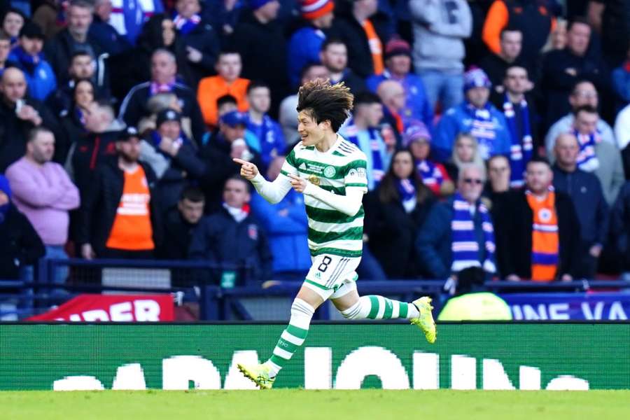 Celtic's Kyogo Furuhashi celebrates scoring their side's first goal