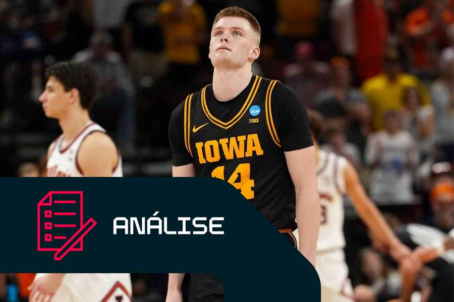 Bennett Stirtz, de Iowa, durante um jogo frente ao Illinois nos Elite Eight 