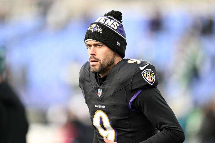 Baltimore Ravens kicker Justin Tucker on the field prior to the Philadelphia Eagles game (2024)