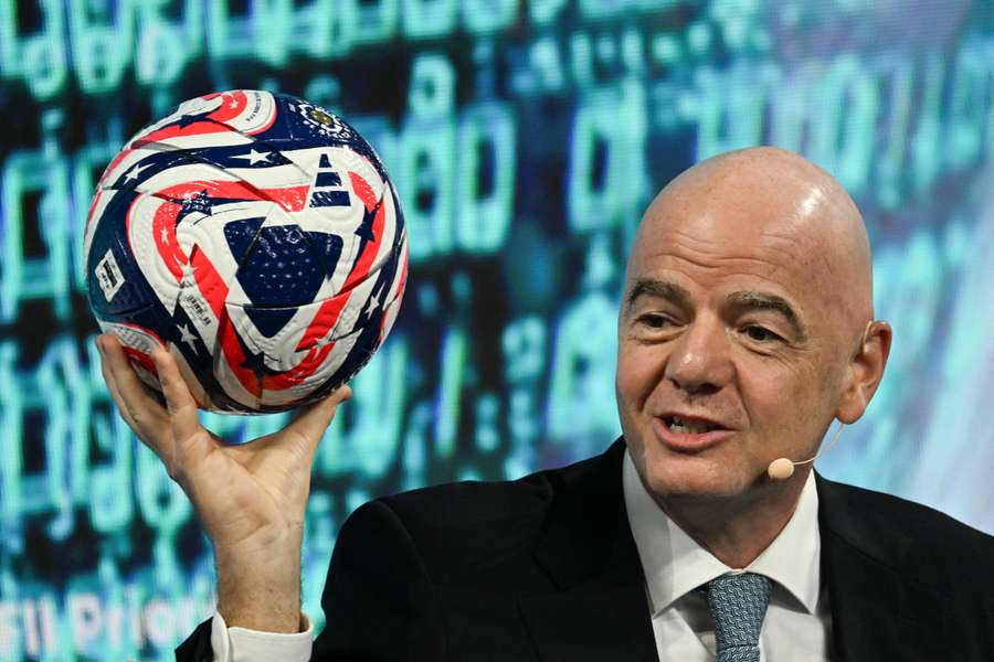 Gianni Infantino speaks during the FII Priority Summit in Miami Beach, Florida, on February 20th