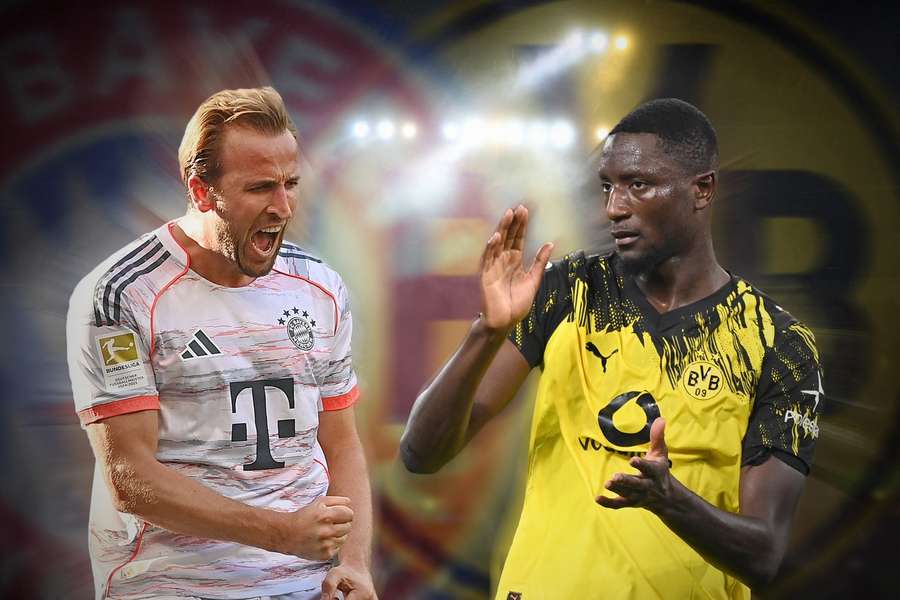 A photo montage of Bayern Munich's Harry Kane and Borussia Dortmund's Serhou Guirassy