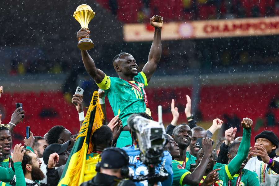 Senegal star Sadio Mane with the AFCON trophy