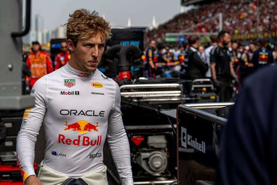 Liam Lawson, racing for the Red Bull Racing team during the 2025 Formula 1 Chinese Grand Prix