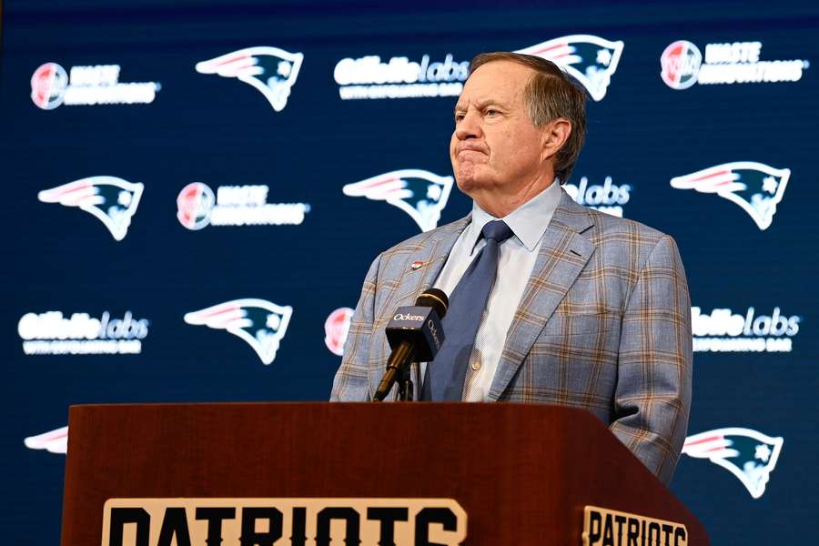 New England Patriots former head coach Bill Belichick holds a press conference at Gillette Stadium to announce his exit from the team