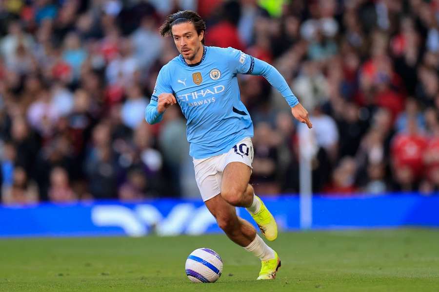 Grealish in action during Manchester City's 0-0 draw with Manchester United