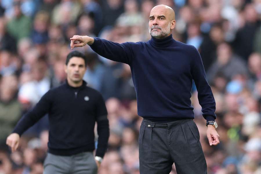 Pep Guardiola was coy when asked if he would be watching Arsenal's match against Fulham on Sunday