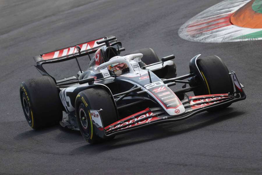 Haas' Kevin Magnussen in action during the race