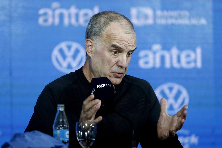 New Uruguay coach Marcelo Bielsa during a press conference