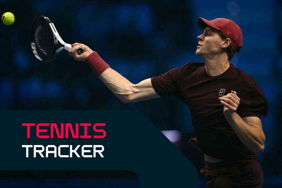 Sinner in action against Auger-Aliassime at the ATP Finals Sinner in action against Auger-Aliassime at the ATP Finals