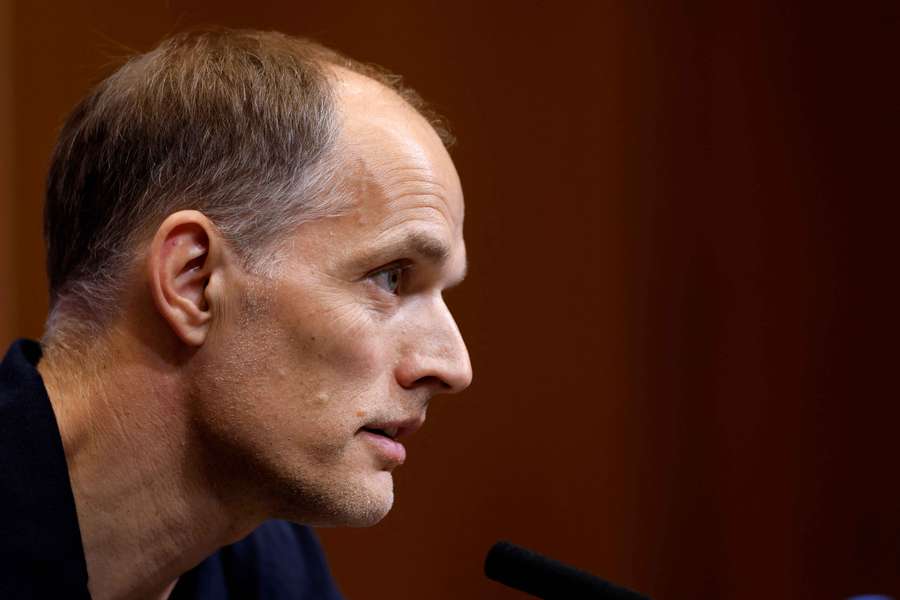 Thomas Tuchel en conférence de presse. Thomas Tuchel en conférence de presse.