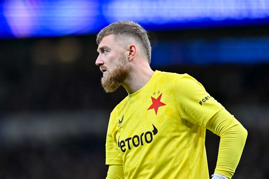 Brankář Slavie Jindřich Staněk. Brankář Slavie Jindřich Staněk.