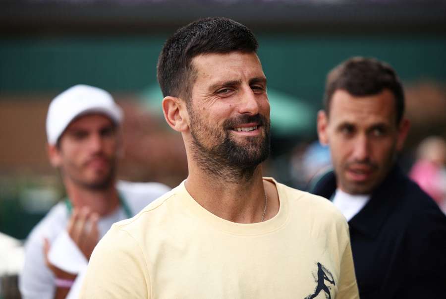Serbia's Novak Djokovic after practice