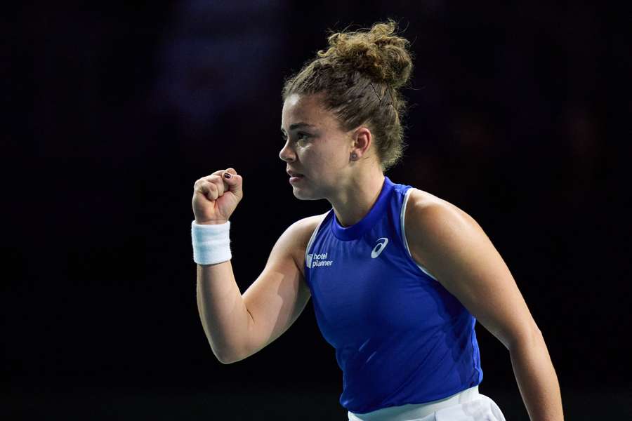 Jasmine Paolini esulta durante il match contro Moyuka Uchijima