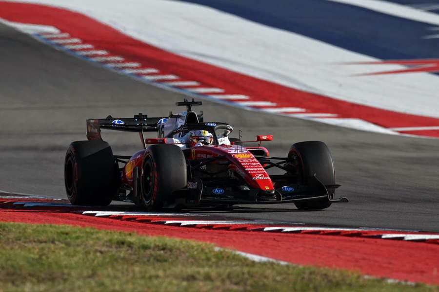 Charles Leclerc races during the second practice session for the US Formula One Grand Prix