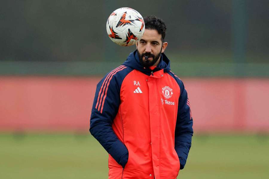 Manchester United manager Ruben Amorim during training