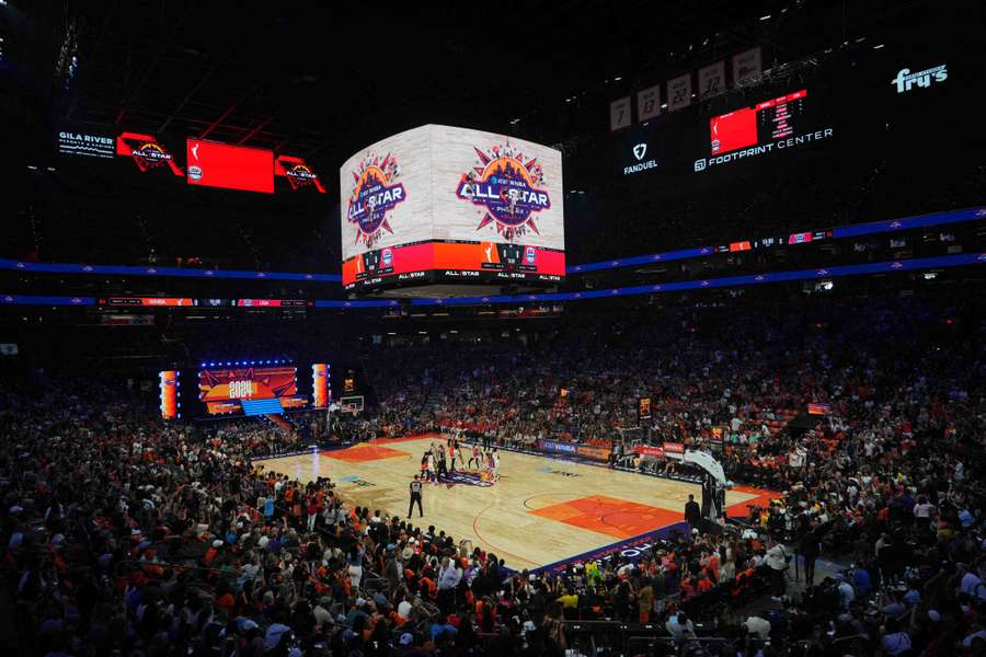 A general view of the opening tip during the WNBA All Star Game