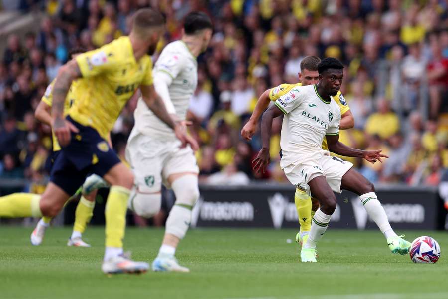 Forson Amankwah on the ball for Norwich