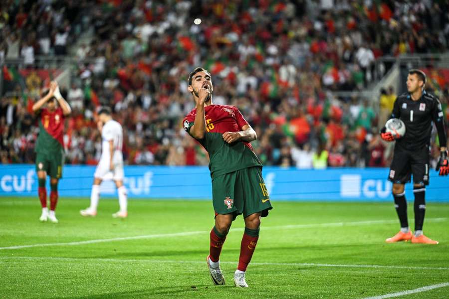 Ricardo Horta celebra um dos jogos de Portugal