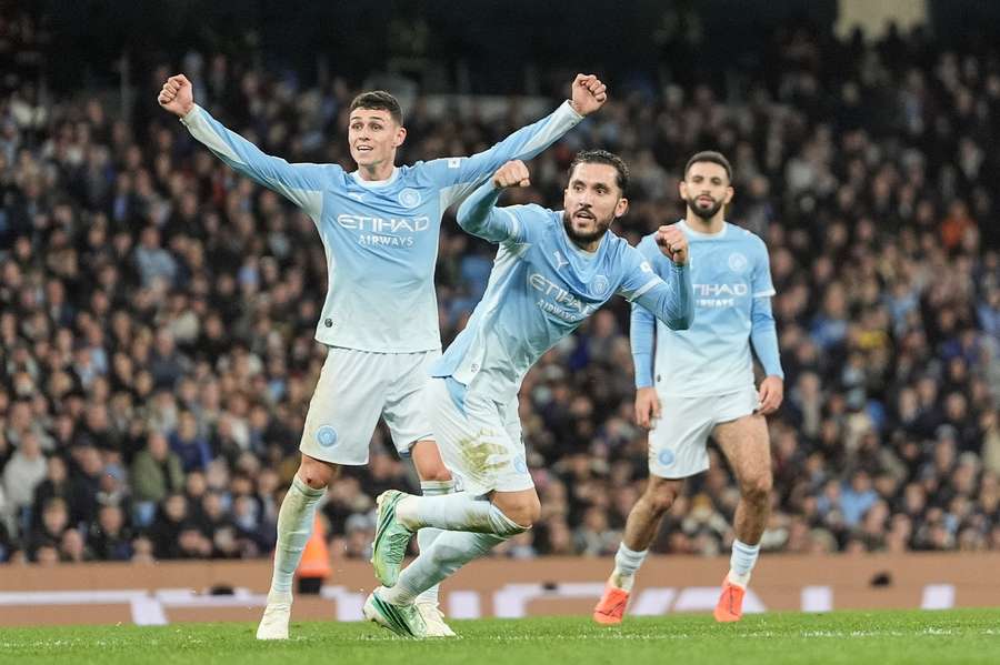 Manchester City players celebrate Manchester City players celebrate