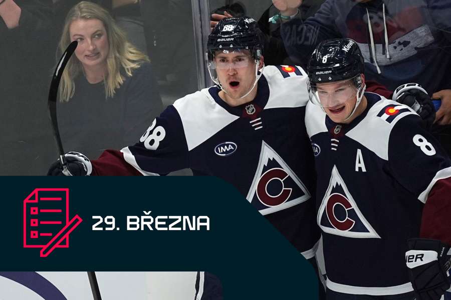 Martin Nečas a Cale Makar v dresu Colorada Avalanche.