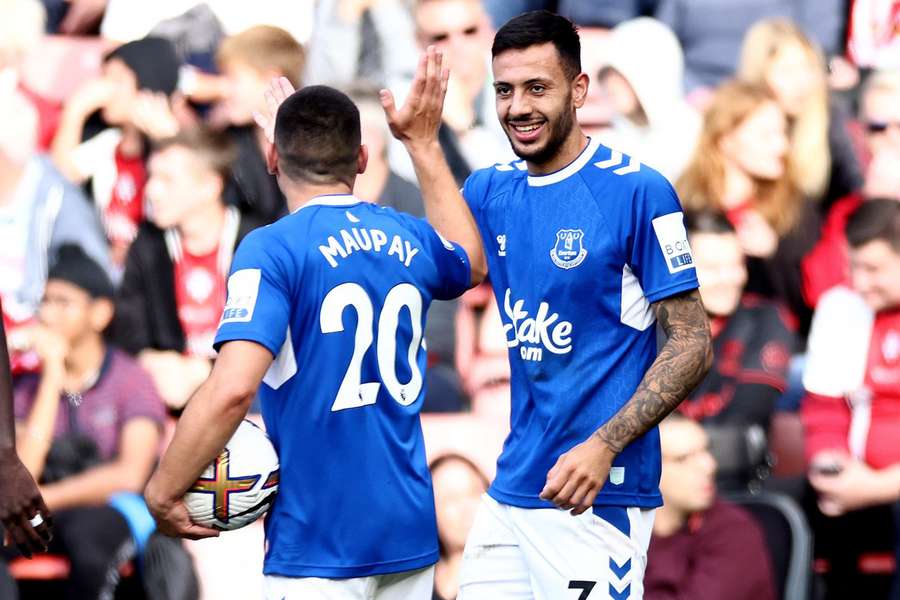 Dwight McNeil of Everton celebrates scoring his side's second goal