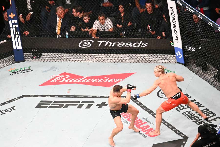 Luta de MMA no UFC 314, realizado no começo de abril em Miami, nos Estados Unidos.
