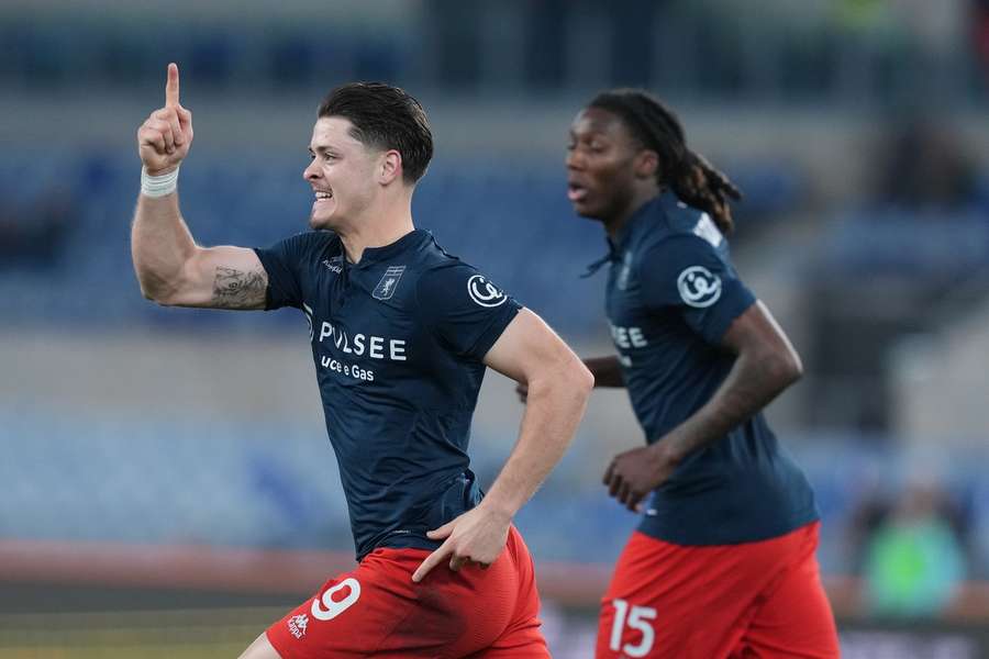 Genoa’s Vitinha celebrates after scoring