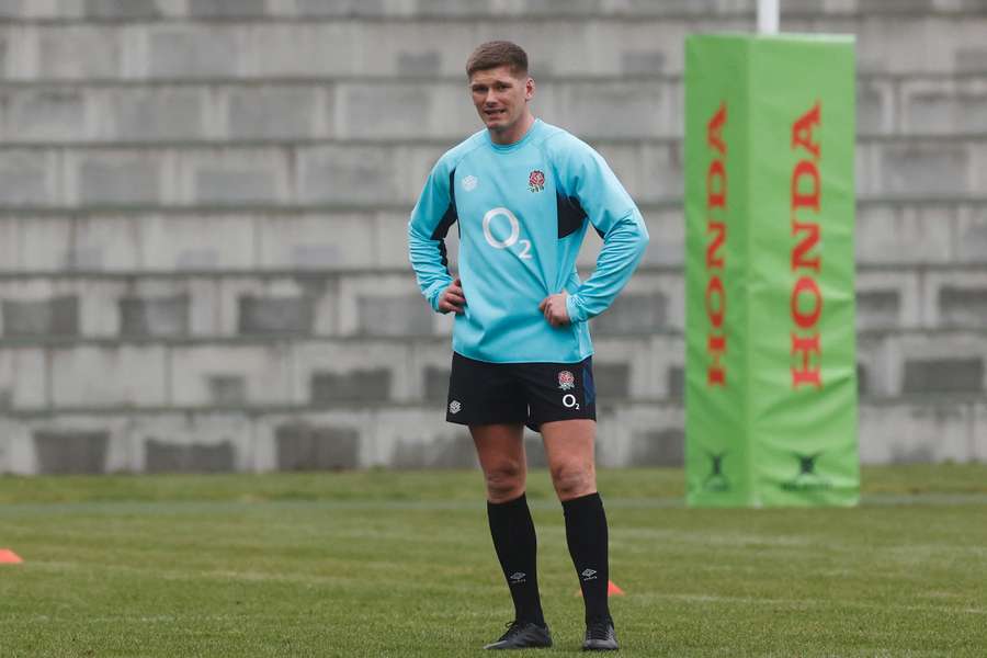 Owen Farrell in training with England