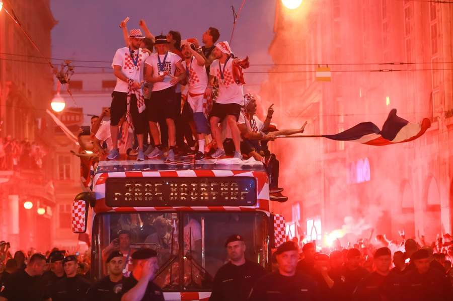 Festa em Zagreb após vice mundial da Croácia em 2018 Festa em Zagreb após vice mundial da Croácia em 2018