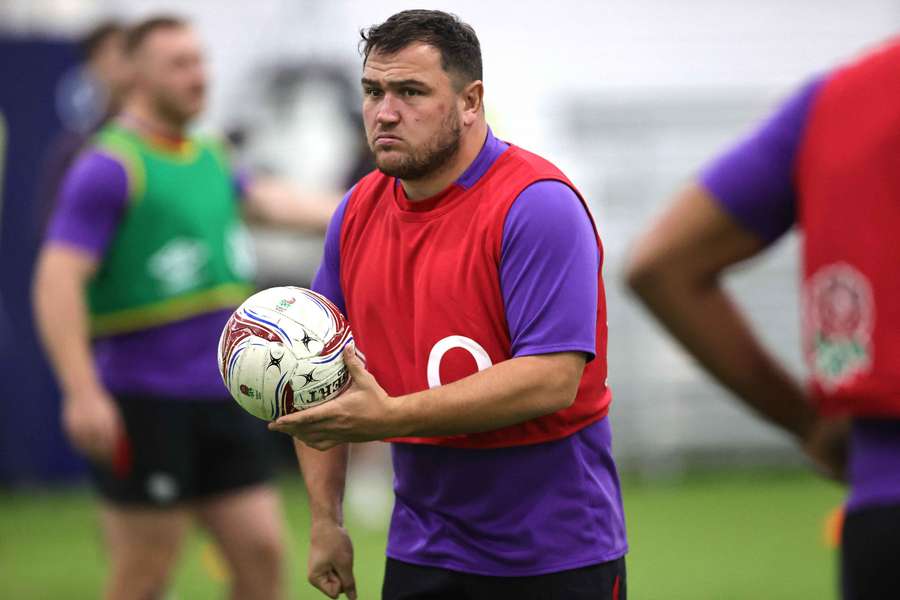 Jamie George during an England training session