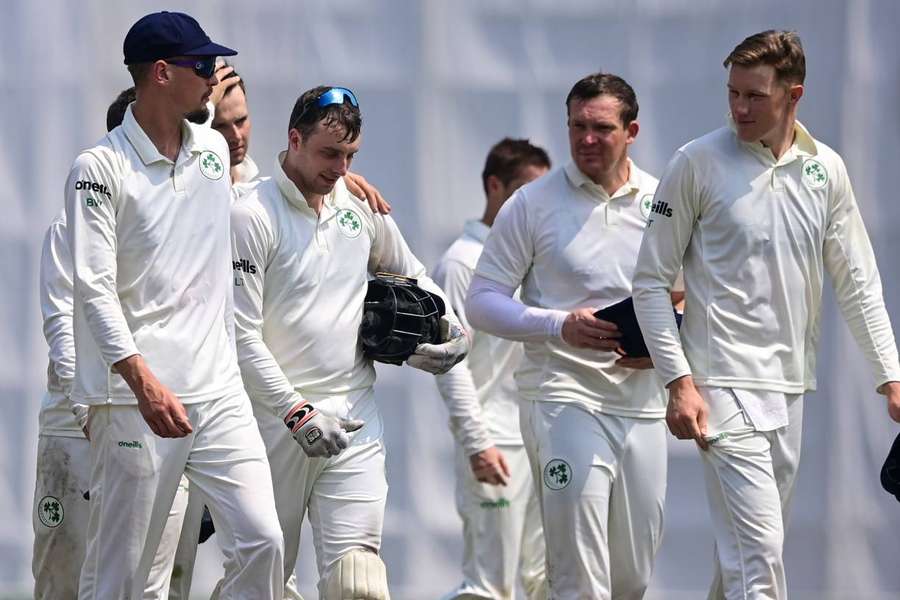 Ireland's players walk back to the pavilion at the end of the fourth day of the Test match against Bangladesh earlier this month