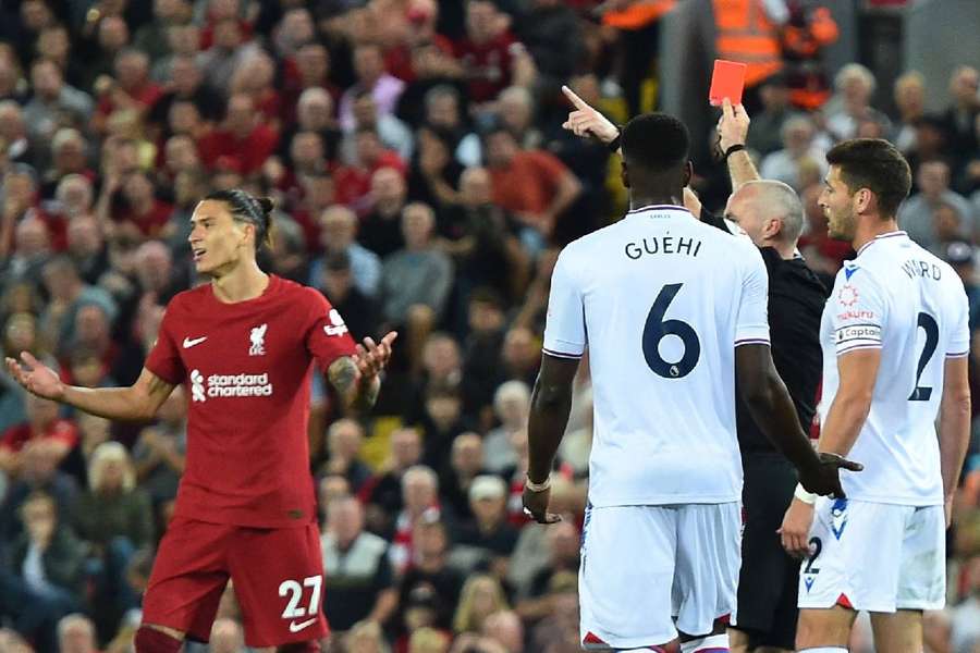 Darwin Nunez was sent off in his first home start for Liverpool