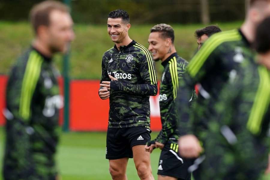 Cristiano Ronaldo was seen training with his teammates on Tuesday.