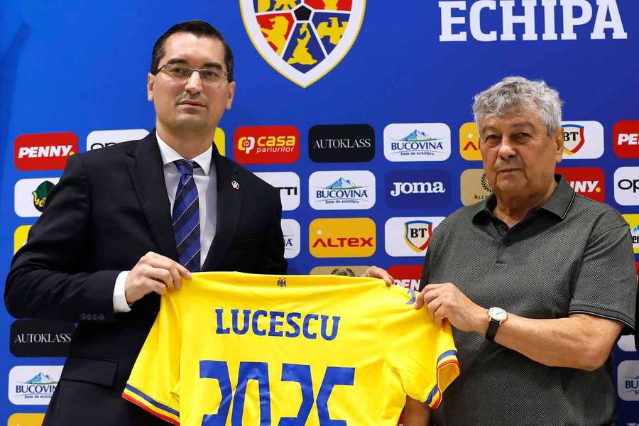 Șeful FRF, Răzvan Burleanu și  antrenorul ”Naționalei”, Mircea Lucescu