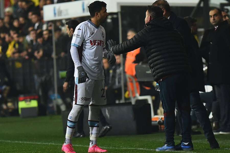Trabzonspor players remained on the pitch until the referee ended the match