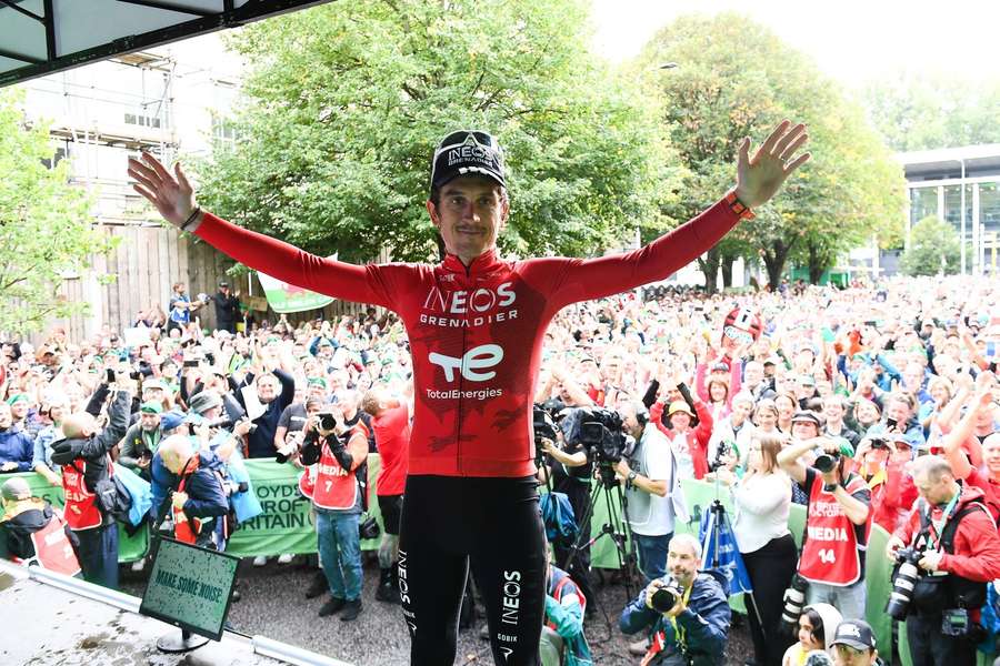 Geraint Thomas in front of his fans in Cardiff on Sunday