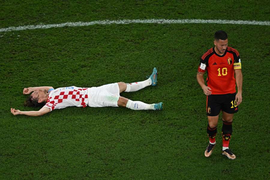 Eden Hazard au coup de sifflet final du match face à la Croatie.