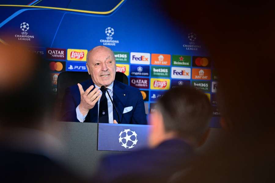 Il presidente nerazzurro, Beppe Marotta in sala stampa durante il Media Day