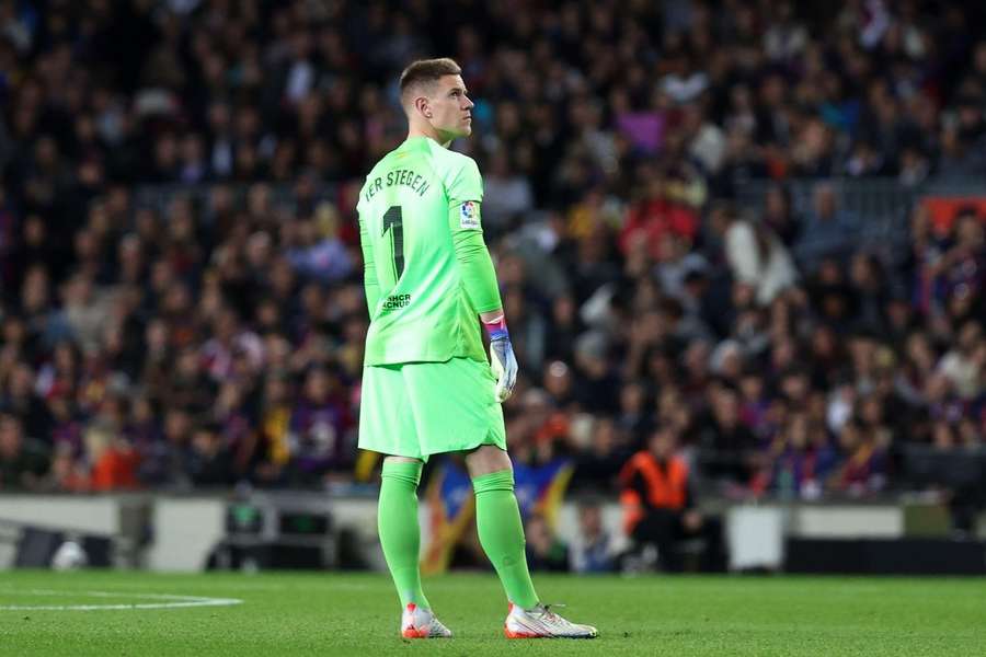 Marc-André ter Stegen voor Barcelona in de wedstrijd tegen Almería