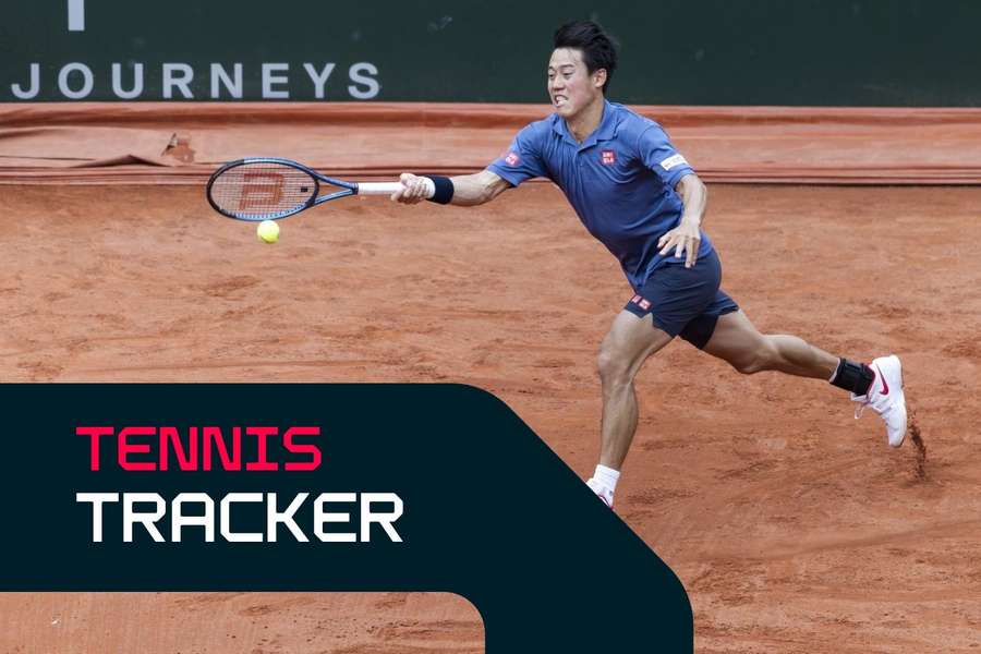 Kei Nishikori was in action in Geneva before rain forced an early end to the day