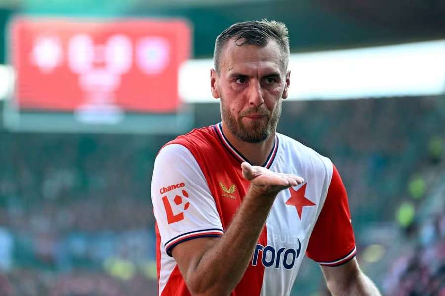 Útočník Slavie Tomáš Chorý. Útočník Slavie Tomáš Chorý.
