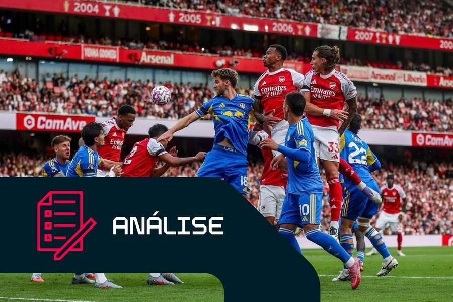 Anton Stach, do Leeds, é pressionado durante o jogo da Premier League frente ao Arsenal