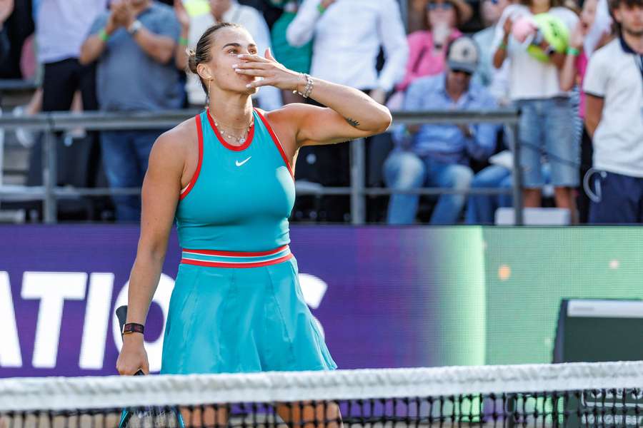 Aryna Sabalenka reacts after her win over Elena Rybakina